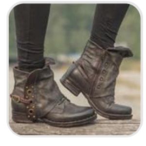Women’s motor casual chunky heel zipper boot
